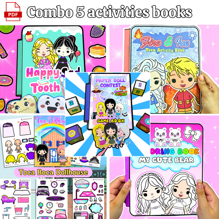 Education Activity Book | Coloring Book - Coloring Toca Boca House, Safe Paper Toy for kid, Unique Birthday Gifts, Family connection, Limit screen time, Boost creativity