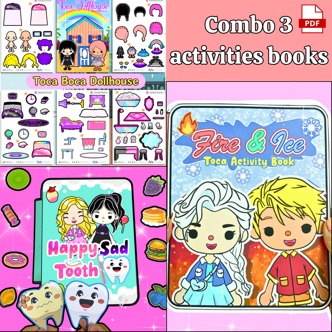 Education Activity Book | Funny Toca Boca Dollhouse, Safe Paper Toy for kid, Unique Birthday Gifts, Family connection, Limit screen time, Boost creativity