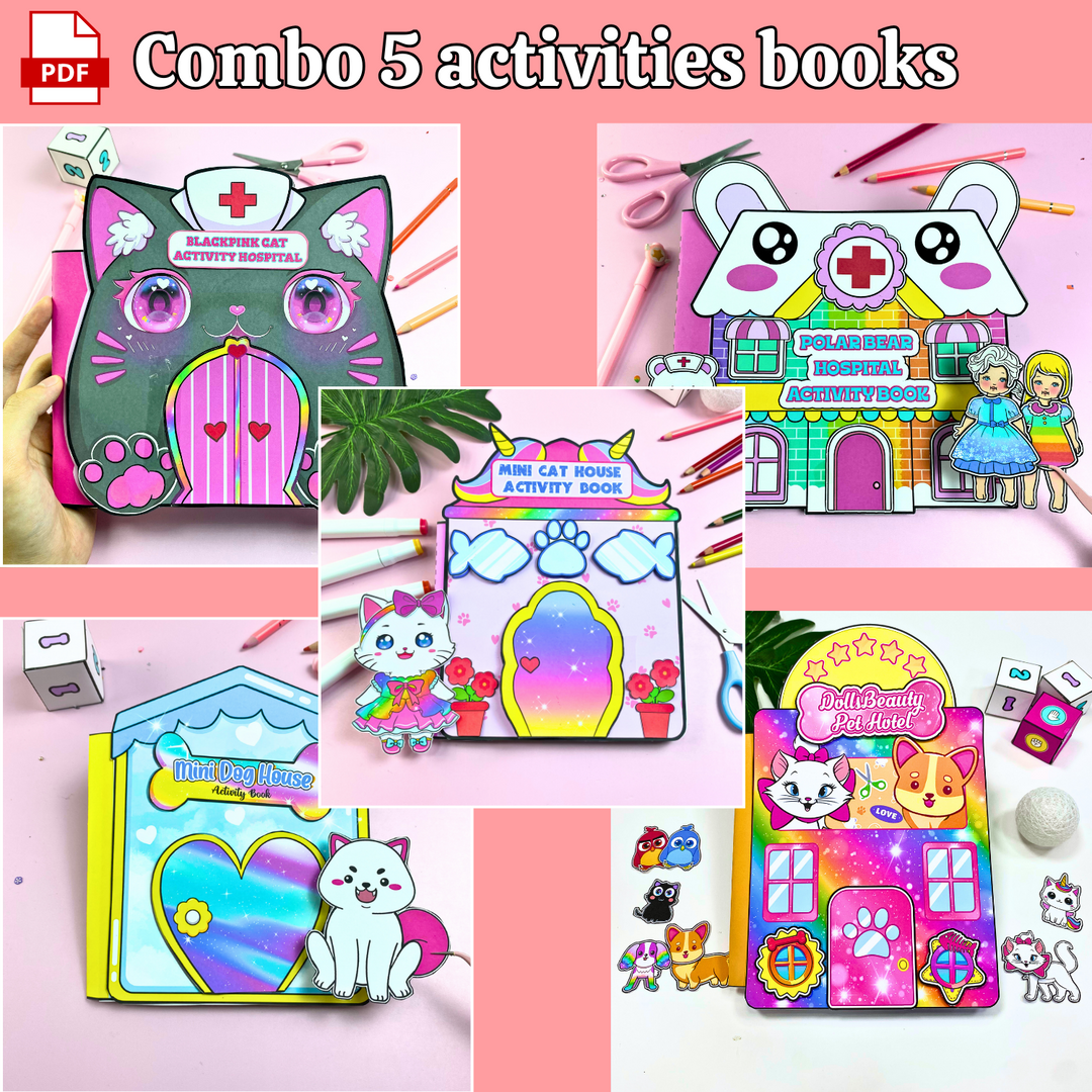 Education Activity Book | Pretty Cat Doll House, Fun Paper Toy for kid, Unique Birthday Gifts, Family connection, Limit screen time, Boost creativity