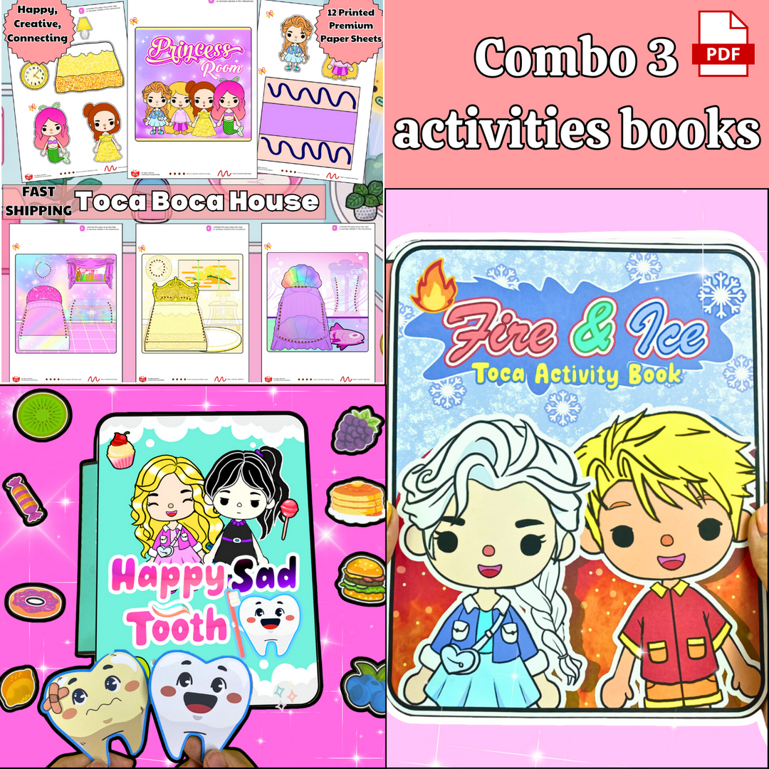 Education Activity Book | Toca Boca Princess Mini Book, Paper Doll Book, Safe Paper Toy for kid, Unique Birthday Gifts, Family connection, Limit screen time, Boost creativity