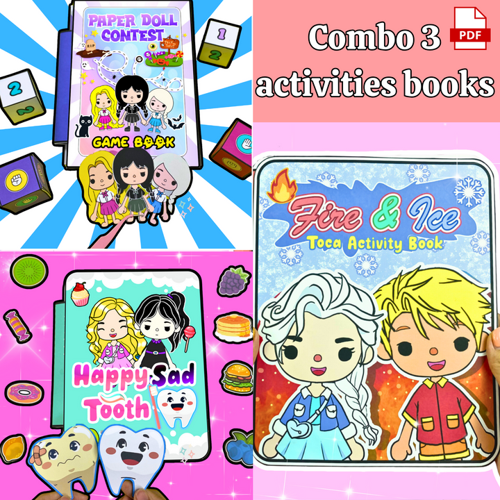 Education Activity Book | Fire and Ice Toca Boca House, Safe Paper Toy for kid, Unique Birthday Gifts, Family connection, Limit screen time, Boost creativity