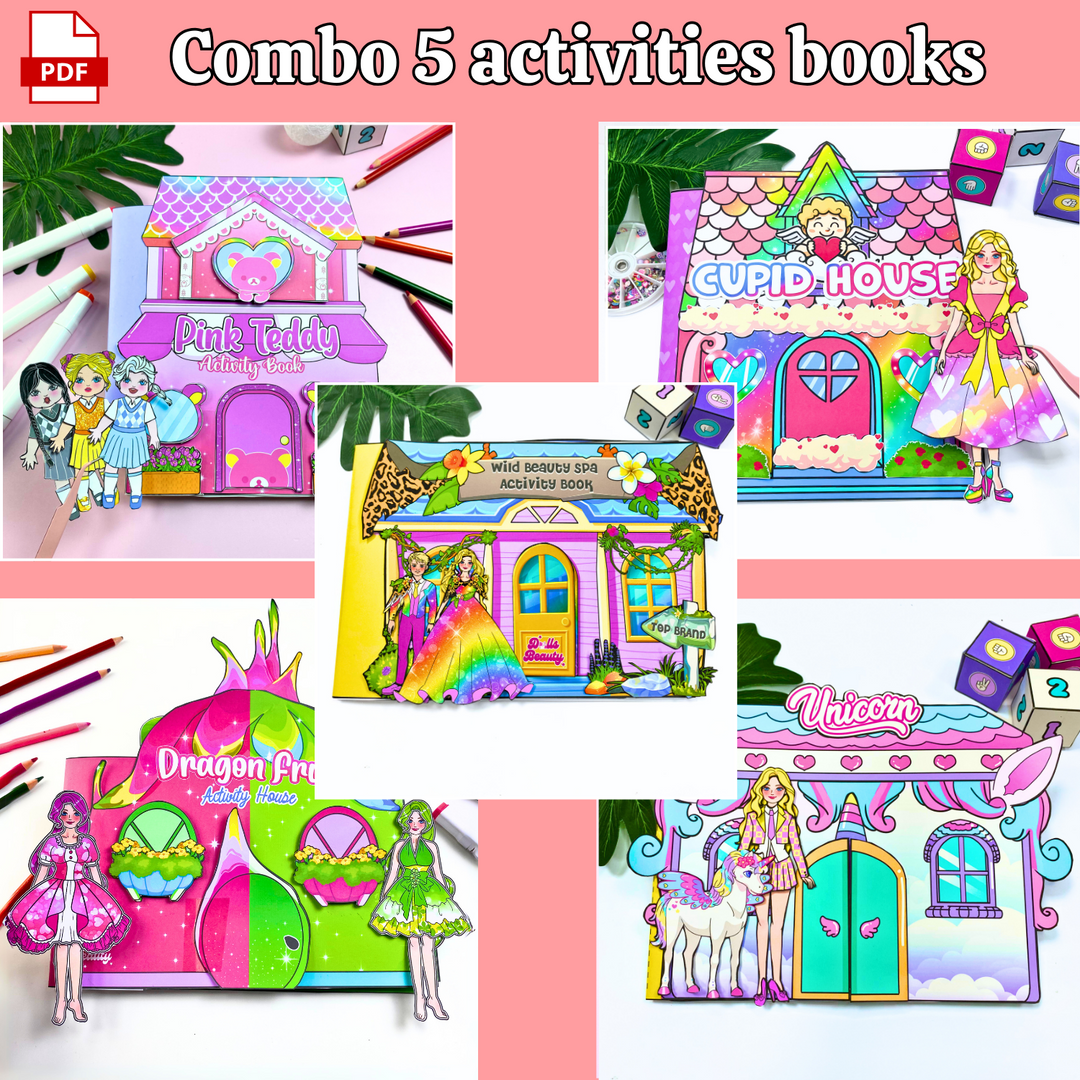 Education Activity Book | Unicorn Funny story Doll house , Story Acitivity Book for toddlers, Busy book for kids