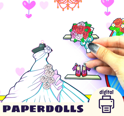 Printable Beauty Doll and Wedding Dress  🌈 Learning Game | Clothes set Play book PDF files DIY kit for kids  🌈  Woa Doll Crafts