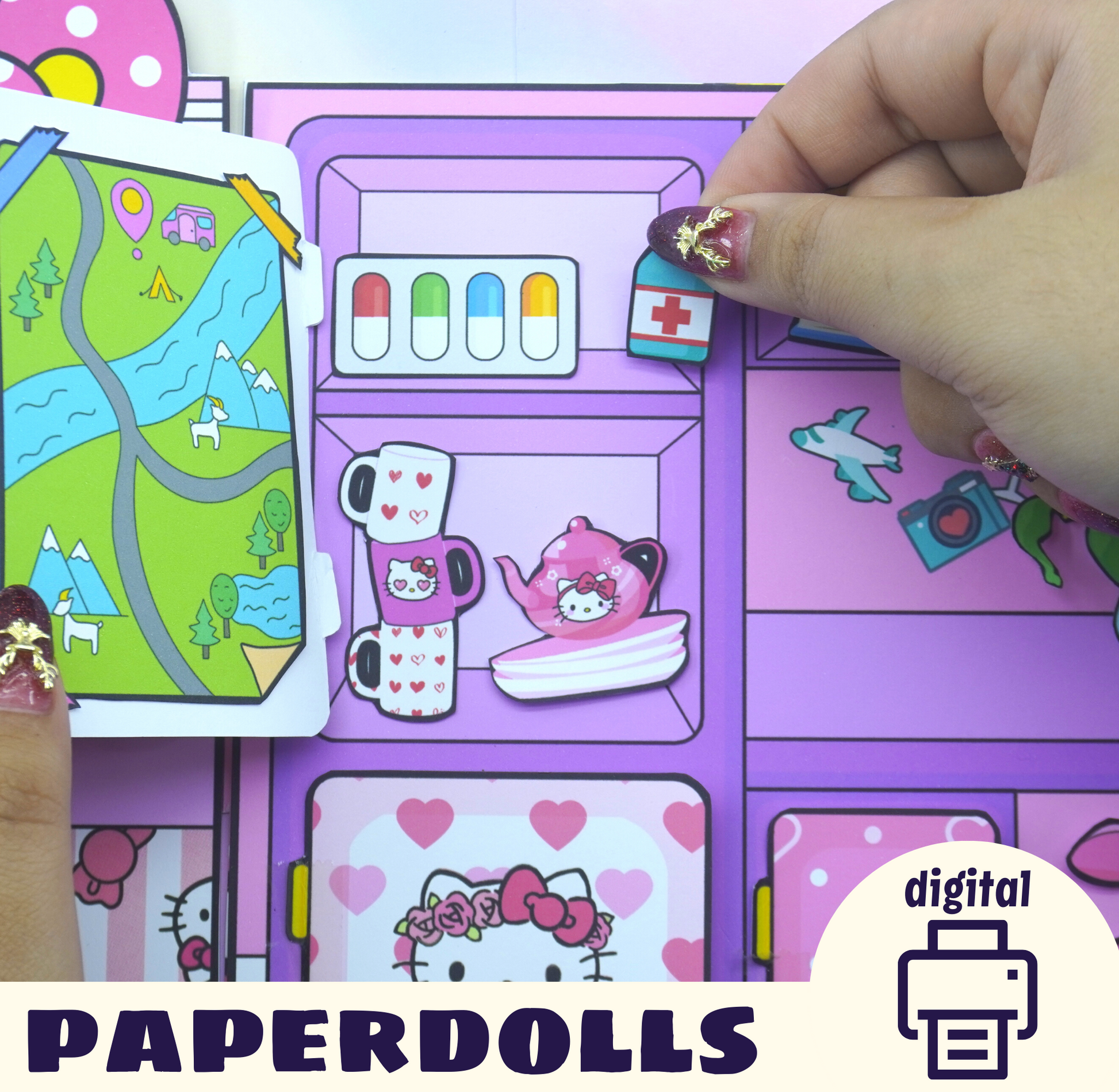 Printable Dollhouse for Paper Dolls Digital download DIY -  Portugal