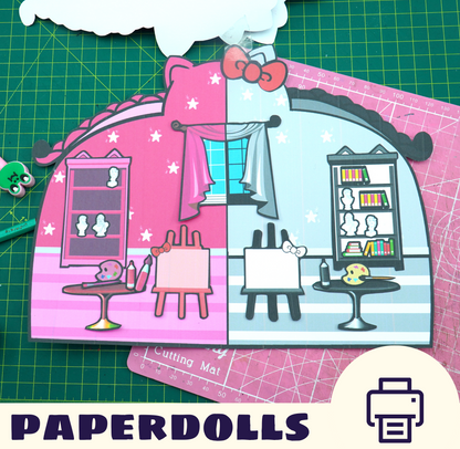 Black and Pink School for Paper doll | 21 pages Busy Book Printable Pack for Toddlers 🤗 | Learning Folder | 📚 PDF Printable Active