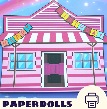 Black Pink Birthday Dollhouse | 21 pages princess | Paper Dolls Printable DIY Activity book| DIY crafts for kids | Woa Doll Craftsfor Kids