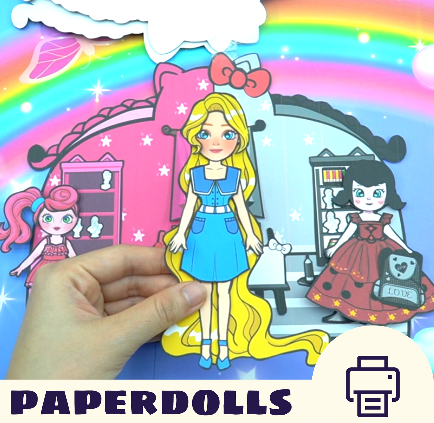 Black and Pink School for Paper doll | 21 pages Busy Book Printable Pack for Toddlers 🤗 | Learning Folder | 📚 PDF Printable Active